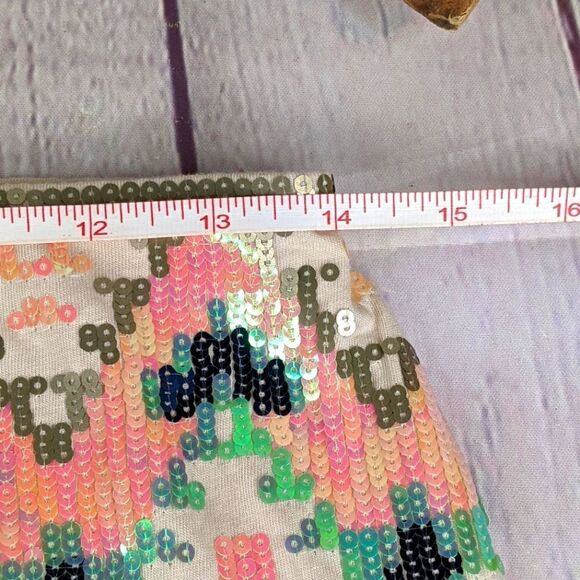 Express Aztec Sequin Embellished Fully Lined Mini Skirt - Picture 7 of 14